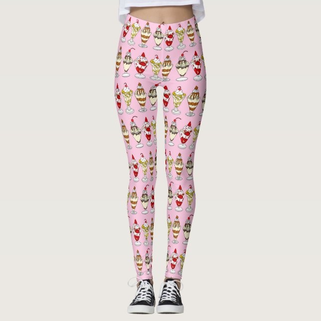 Retro Ice Cream Sundaes Leggings (Vorderseite)