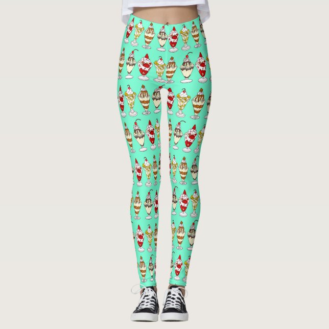 Retro Ice Cream Sundaes Leggings (Vorderseite)