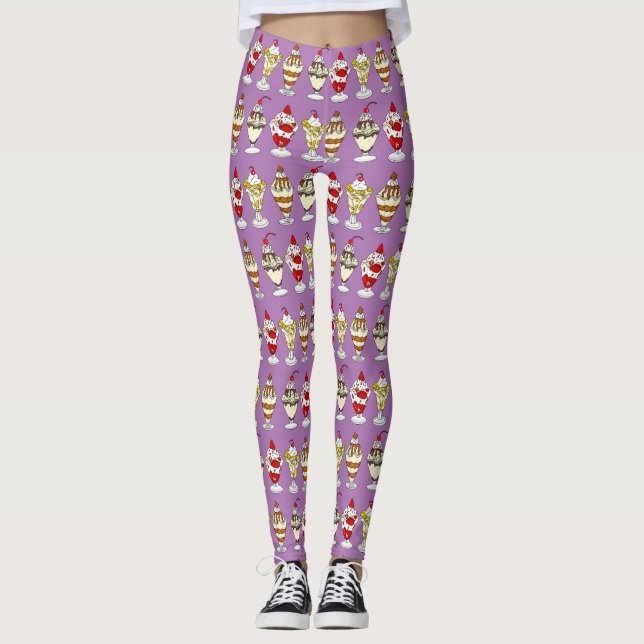 Retro Ice Cream Sundaes Leggings (Vorderseite)