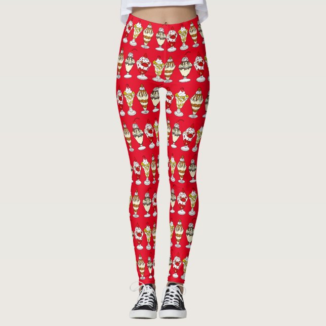 Retro Ice Cream Sundaes Leggings (Vorderseite)