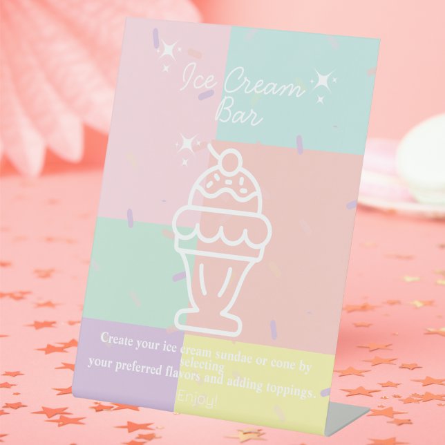 Retro Ice Creme Bar Sockelschild (Retro Ice Cream Bar Pedestal Sign)