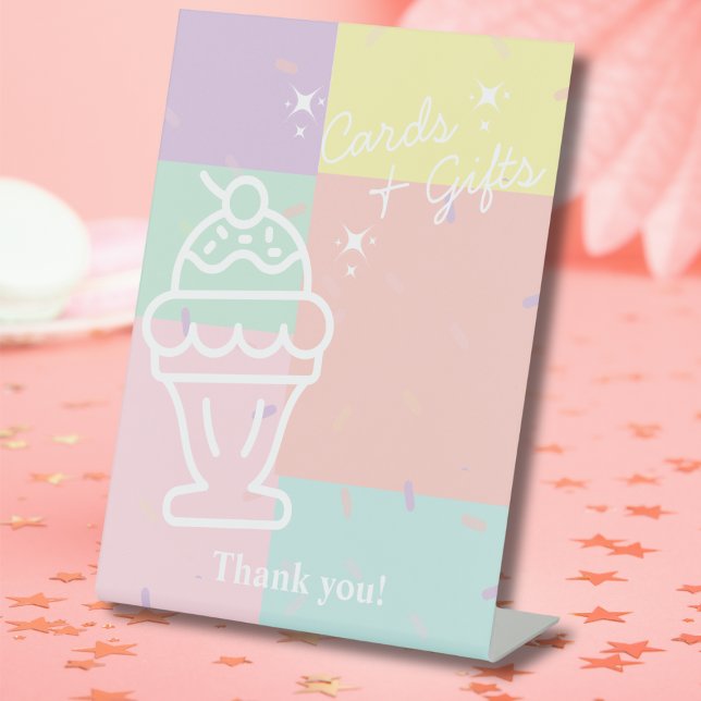 Retro Ice Creme Cards & Geschenke Sockelschild (Retro Ice Cream Cards & Gifts Pedestal Sign)