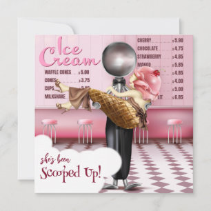 Retro Ice Creme Salon Scoopup Brautparty Einladung