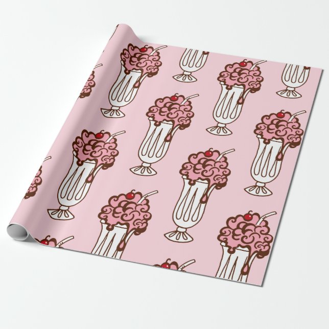 Retro Ice Creme Soda Wrapping Paper Geschenkpapier (Ungerollt)