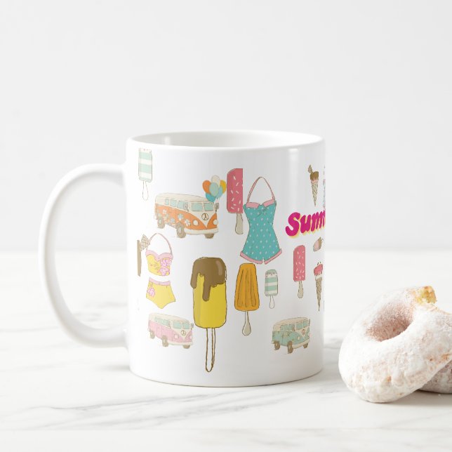 Retro Ice Creme Summer Party Kaffeetasse (Mit Donut)