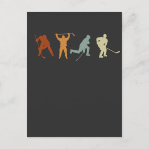 Retro Ice Hockey Player Centre Defense Hockey Postkarte