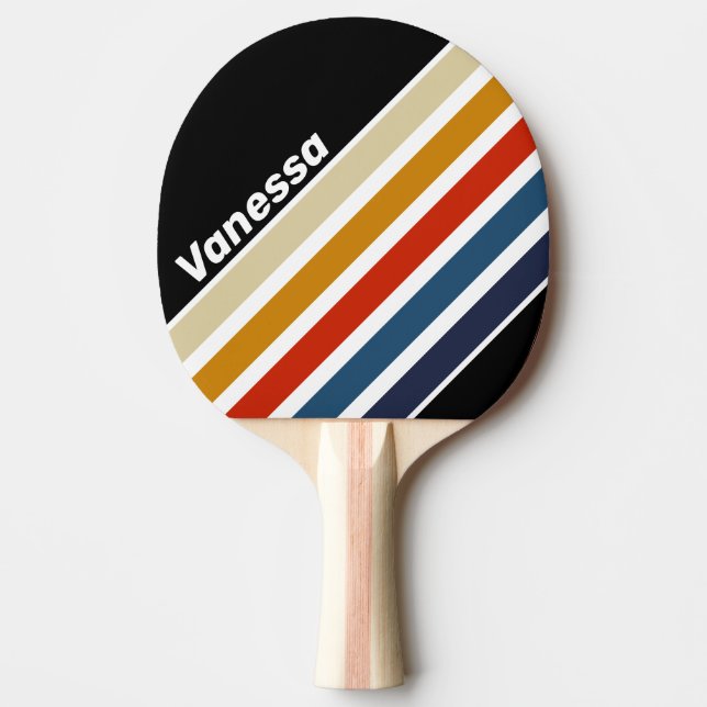 Retro Ice Rainbow Angled Striping with Name Tischtennis Schläger (Vorderseite)