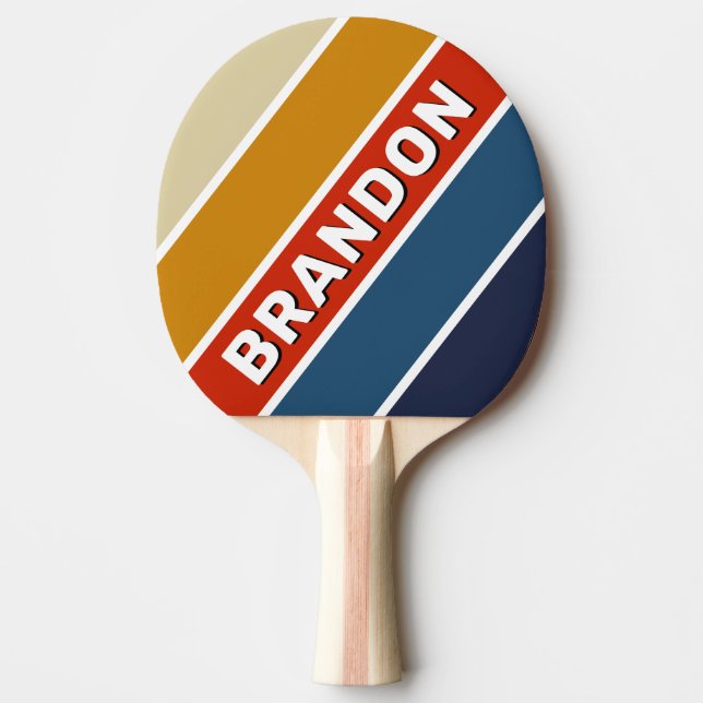 Retro Ice Rainbow Fett Streifen mit Name Tischtennis Schläger (Vorderseite)