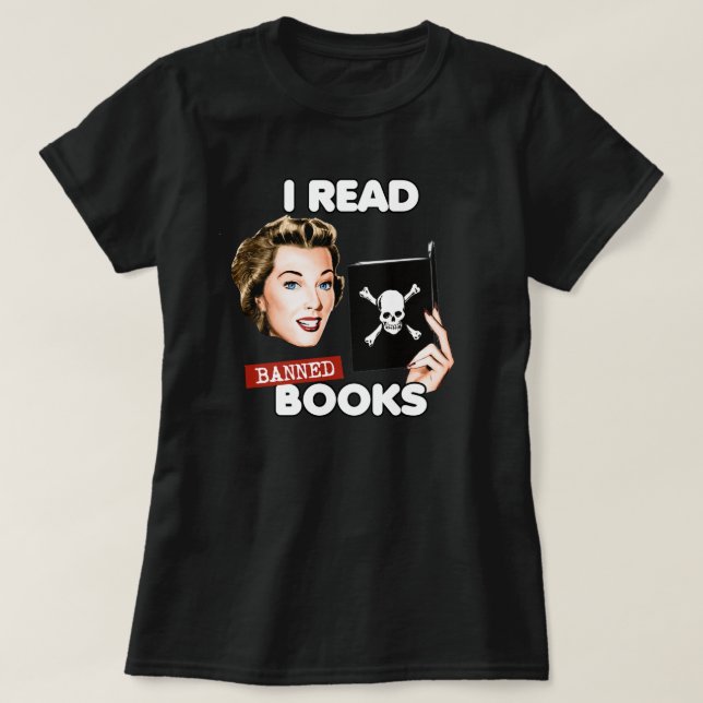 Retro Ich las verbotene Bücher T-Shirt (Design vorne)