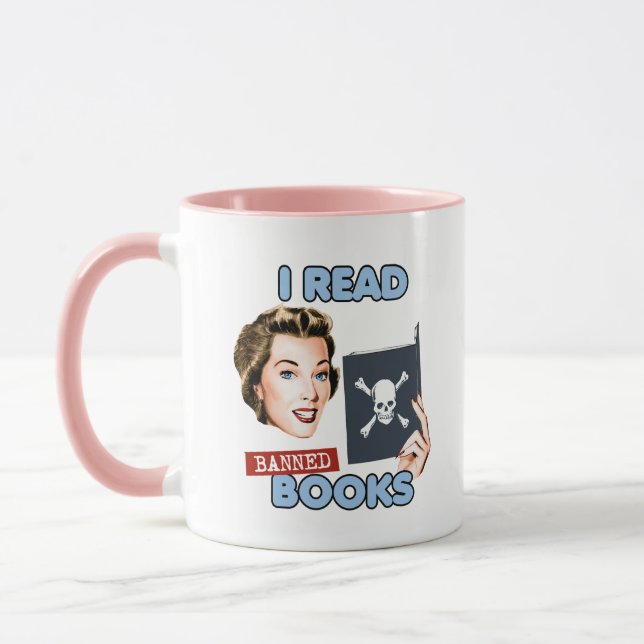 Retro Ich las verbotene Bücher Tasse (Links)