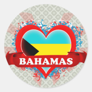Retro Ich liebe Bahamas Runder Aufkleber