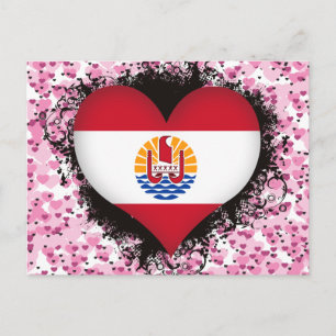 Retro Ich liebe Französisch-Polynesien Postkarte