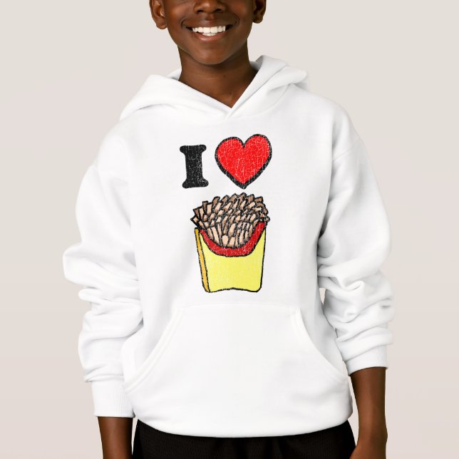 Retro Ich Liebe Pommes Frites Hoodie (Vorderseite)
