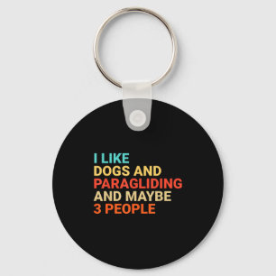 Retro Ich mag Hunde und Paragliding Liebhaber Lust Schlüsselanhänger
