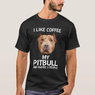 Retro Ich mag Kaffee mein Pitbuli Hund 3 Personen T-Shirt
