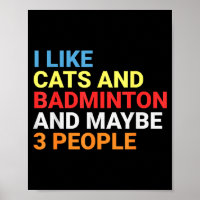Retro Ich mag Katzen und Badmintonliebhaber Lustig