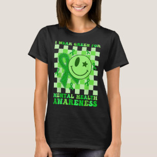 Retro Ich trage Grün für das Bewusstsein für psych T-Shirt