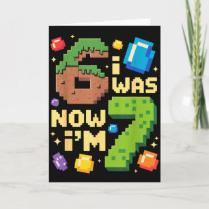 Retro Ich war 6 jetzt bin ich 7 Geburtstagsgeschen Karte