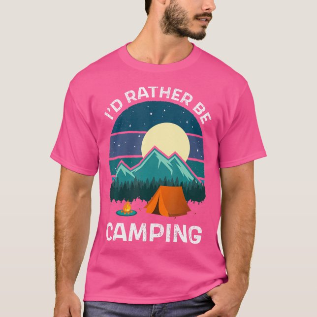 Retro Ich wäre eher Camping Wandern Camping Männer T-Shirt (Vorderseite)