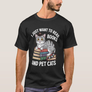 Retro Ich Will Nur Bücher Lesen Und Katzen Streich T-Shirt