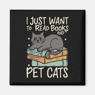 Retro Ich Wollte nur, Bücher zu lesen und Katzen K Magnet