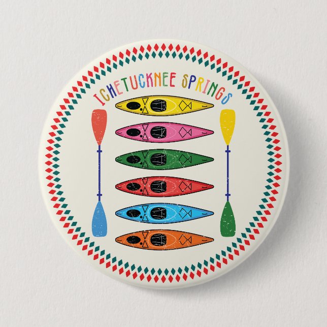 Retro Ichetucknee Springs Kayaking Button (Vorderseite)