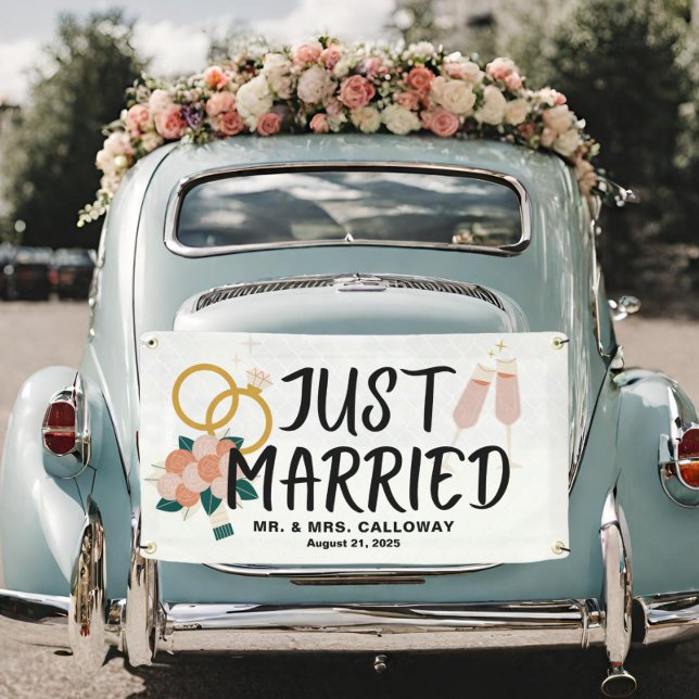 Retro Icons Just Married Car Banner (Von Creator hochgeladen)