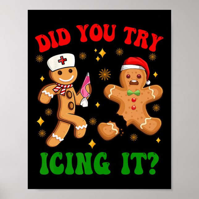 Retro Icu Nurse Weihnachts-Lebkuchen Haben Sie ver Poster (Vorne)