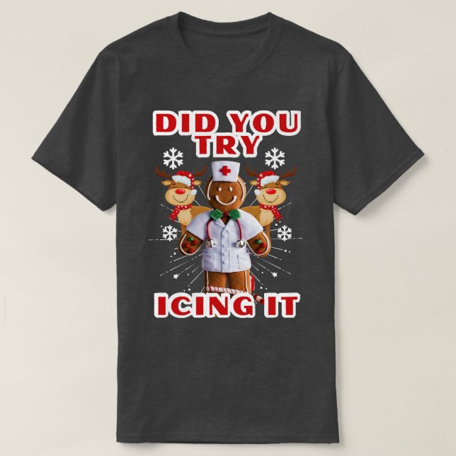 Retro ICU Nurse Weihnachtsgingerbrot Haben Sie ver T-Shirt (Design vorne)