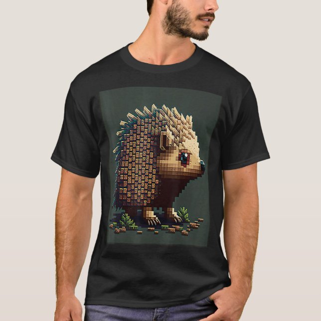 Retro-Igel 8 Bit Pixel Art T-Shirt (Vorderseite)