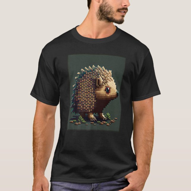 Retro Igel 8 Bit Pixel T-Shirt (Vorderseite)