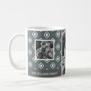 Retro Ikat Stammes- Familien-Fotos u. Text Tasse