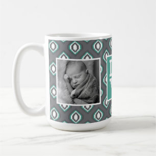 Retro Ikat Tribal Muster   LIEBE mit Fotos Tasse