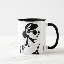Retro-Ikone in Schwarz-Weiß, zeitlose Eleganz. Tasse