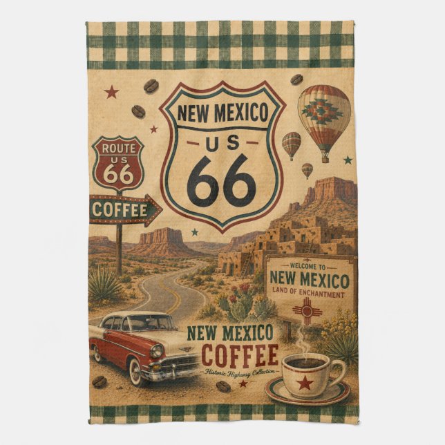 Retro Illinois Highway Coffee Diner Reise Geschirrtuch (Vertikal)