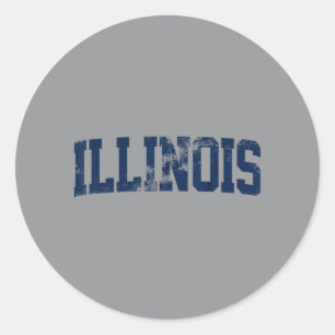 Retro Illinois Vintage Illinois Orange Blau Runder Aufkleber