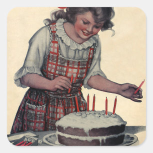 Retro-Illustration Alles Gute zum Geburtstag Papa Quadratischer Aufkleber