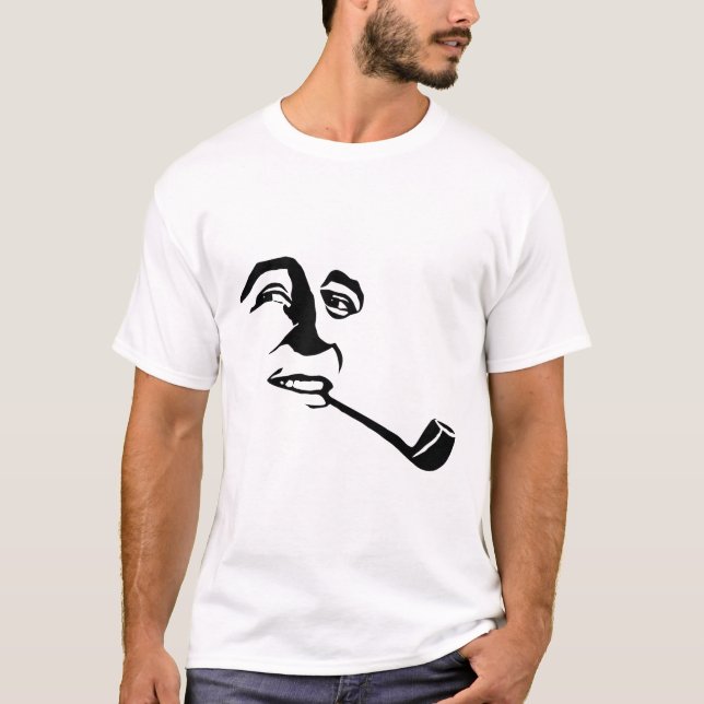 Retro-Illustration des Cartoon "Mans Face Smoking  T-Shirt (Vorderseite)