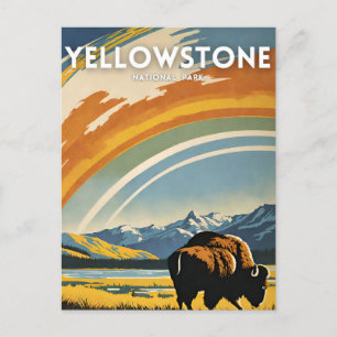 Retro-Illustration des Yellowstone-Nationalparks Postkarte