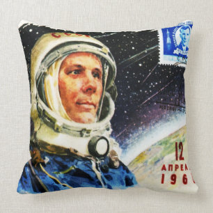 RETRO-ILLUSTRATION EINES ASTRONAUTEN REISE DURCH D KISSEN