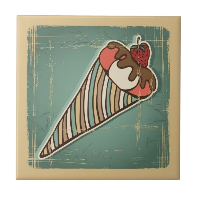 Retro-Illustration von Eiscreme Fliese (Vorderseite)