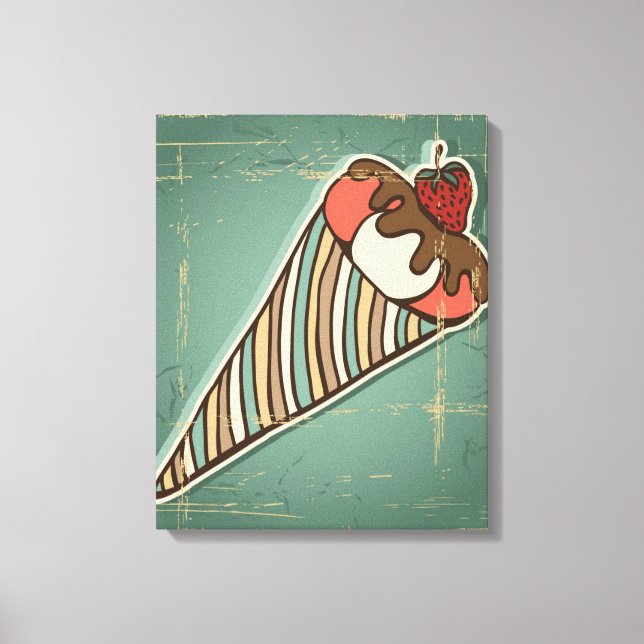 Retro-Illustration von Eiscreme Leinwanddruck (Vorderseite)
