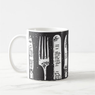 Retro Illustriert Cutlery Art Kaffeetasse