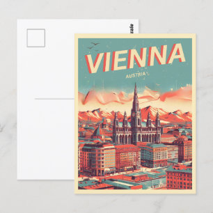 Retro illustriert Vienna city austrifts Postkarte