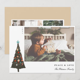 Retro Illustrierter Weihnachtsbaum Modern Feiertagskarte