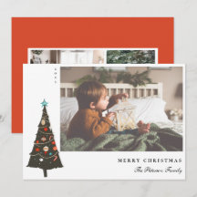 Retro Illustrierter Weihnachtsbaum Modern