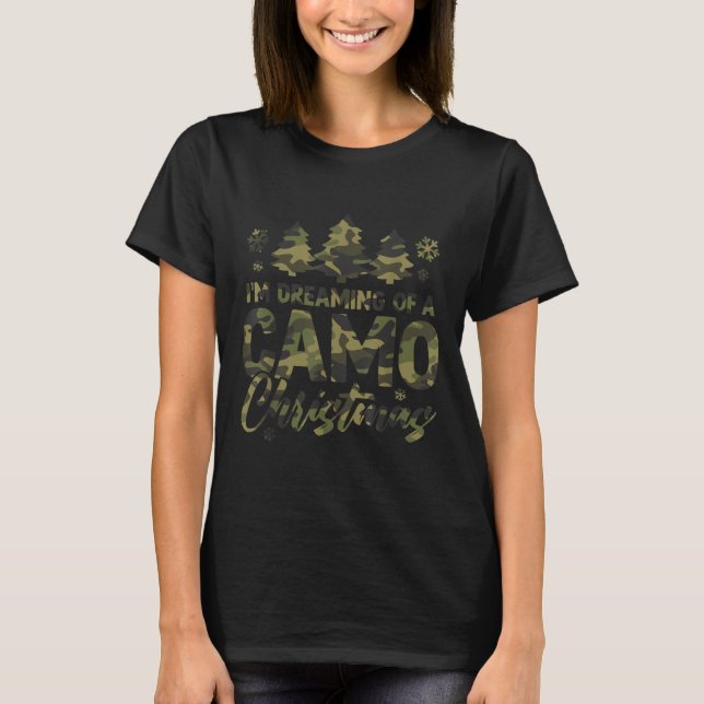 Retro I'm Dreaming Of A Camo Christmas Camouflage  T-Shirt (Vorderseite)