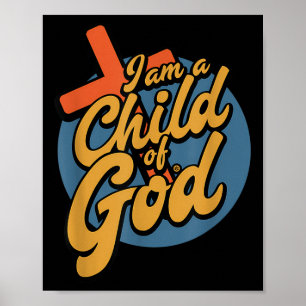 Retro Im Kind Gottes, Jesus Kreuz Christlicher Lie Poster