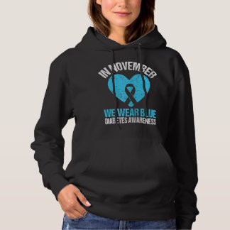 Retro im November tragen wir blaues Diabetes-Bewus Hoodie