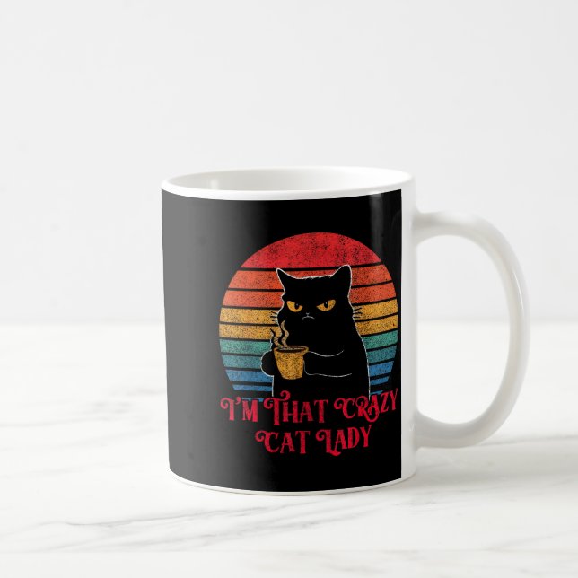 Retro I'm That Crazy Cat Lady Cat Lover Quote Funn Kaffeetasse (Rechts)